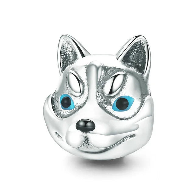 New 925 Sterling Silver Cute Pet Dog Husky Shiba inu dog Paw baby DIY Bead Fit Original Pendant Charm Bracelet Lady Jewelry Gift