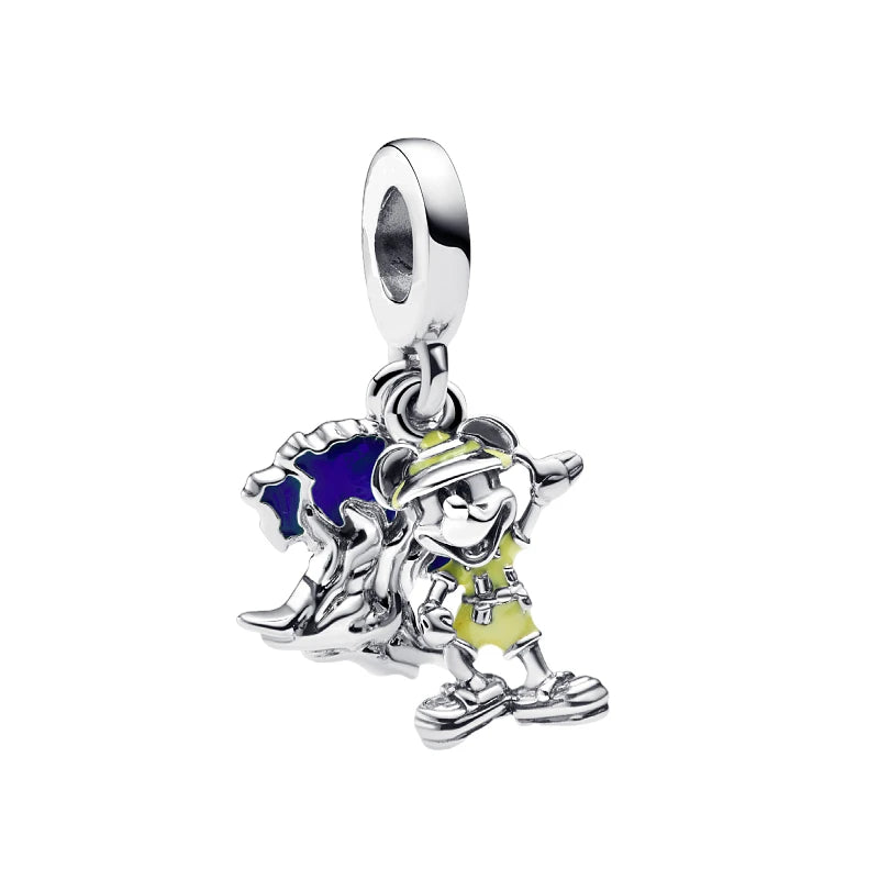 925 sterling silver jewelry MINISO Disney Halloween trio charm suitable for Pando original bracelet women pendant beads DIY gift