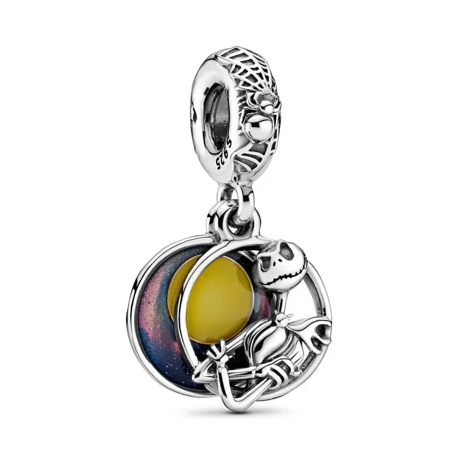 925 sterling silver jewelry MINISO Disney Halloween trio charm suitable for Pando original bracelet women pendant beads DIY gift