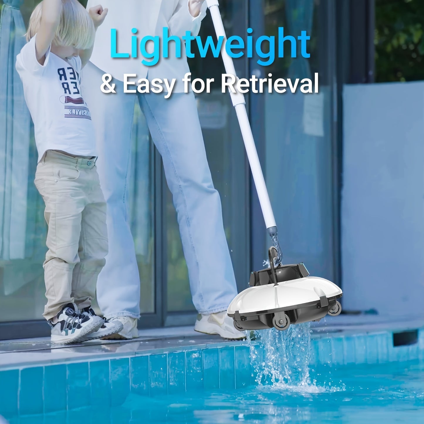540 Sq Ft Cordless Robot Pool Vacuum Cleaner - Automatic, Transparent Design, Powerful Dual Motors, Long-Lasting Battery Life - WYBOT Metal and Plastic Construction