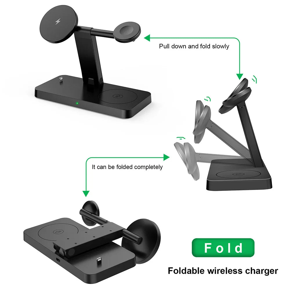 35W Magnetic Wireless Charger Stand Dock For iPhone 15 14 13 Pro Max Mini Apple iWatch 9 8 7 Airpods 3 PD Fast Charging Station