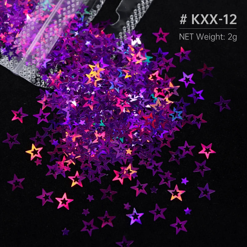 Ultra-thin Holographic Glitter Flakes For Epoxy Resin Mold Filling Hollow Star Sequins Craft DIY Accessories Nail Art Decoration
