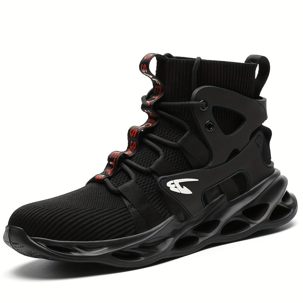 Mens Durable Steel Toe Safety Work Shoes - Advanced Puncture-Resistant & Anti-Slip - Lightweight Breathable Knit for Industrial & Construction Sneakers