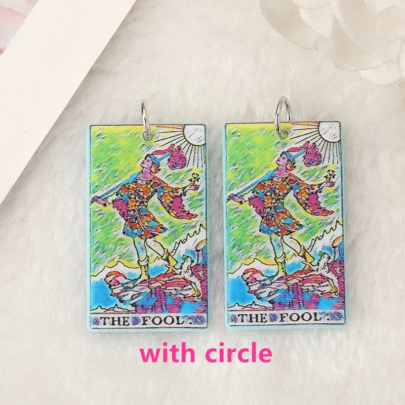 8Pcs /Lot Tarot Card Charms Creative Acrylic Sun Moon And Lovers Jewelry For Necklace Keychain Diy