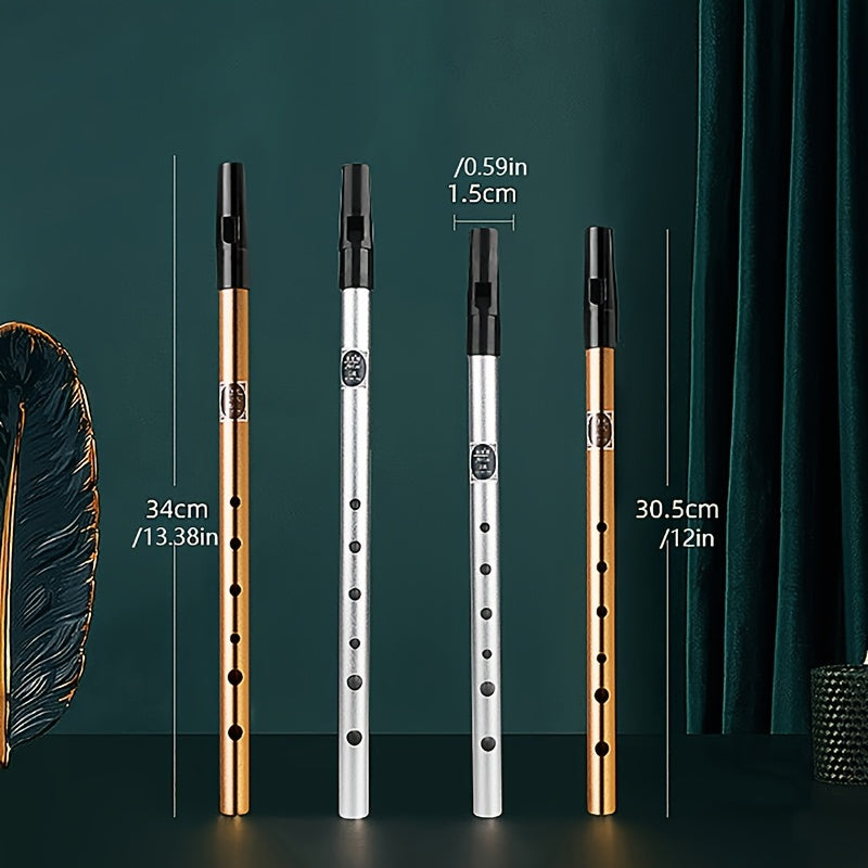 Pewter Irish Whistle Flute - High-Quality Vertical Flute for Beginners and Professionals - C Tone and D Tone Options, Durable, Treble Straight Design, Perfect for Traditional Irish Music