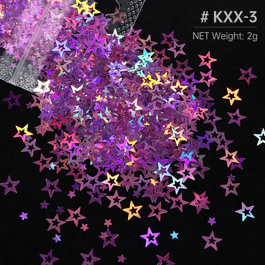 Ultra-thin Holographic Glitter Flakes For Epoxy Resin Mold Filling Hollow Star Sequins Craft DIY Accessories Nail Art Decoration
