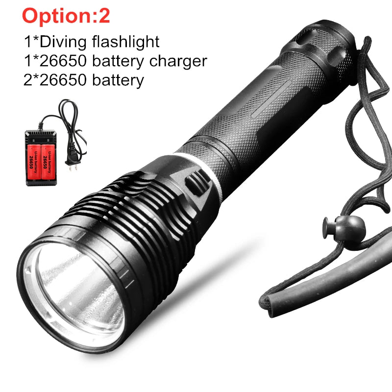 XHP70.2 Diving Flashight 26650 IPX8 Waterproof Scuba Divi Lamp Lanterna Amphibious Powerful Aluminum Torch Underwater for Diver