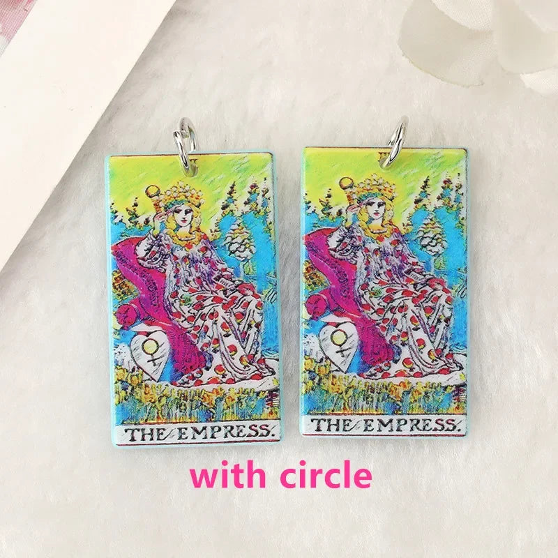 8Pcs /Lot Tarot Card Charms Creative Acrylic Sun Moon And Lovers Jewelry For Necklace Keychain Diy