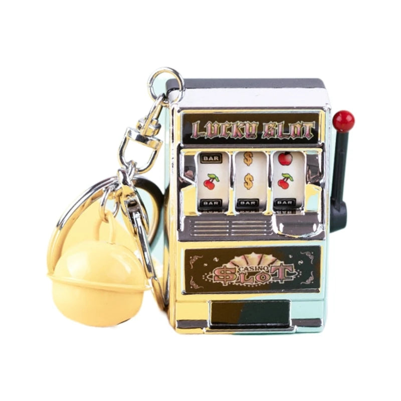 Fruit Slot Machine Keychain Lucky Charm Jackpot Keychains Mini Casino Pendant Bag Charm Novelty Gifts for Kids Adults