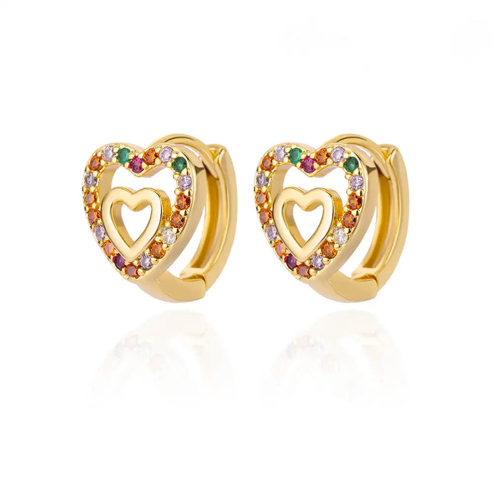 Zircon Round Hoop Earrings for Women Stainless Steel Round Circle Heart Evil Blue Earring Female Fashion Party Jewelry Gift BFF