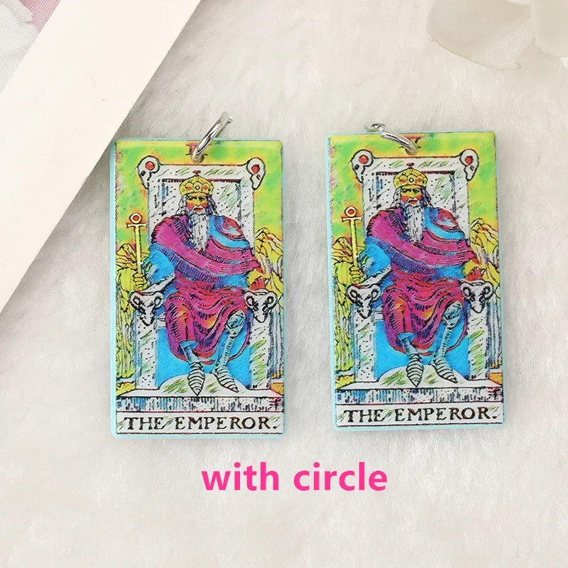 8Pcs /Lot Tarot Card Charms Creative Acrylic Sun Moon And Lovers Jewelry For Necklace Keychain Diy