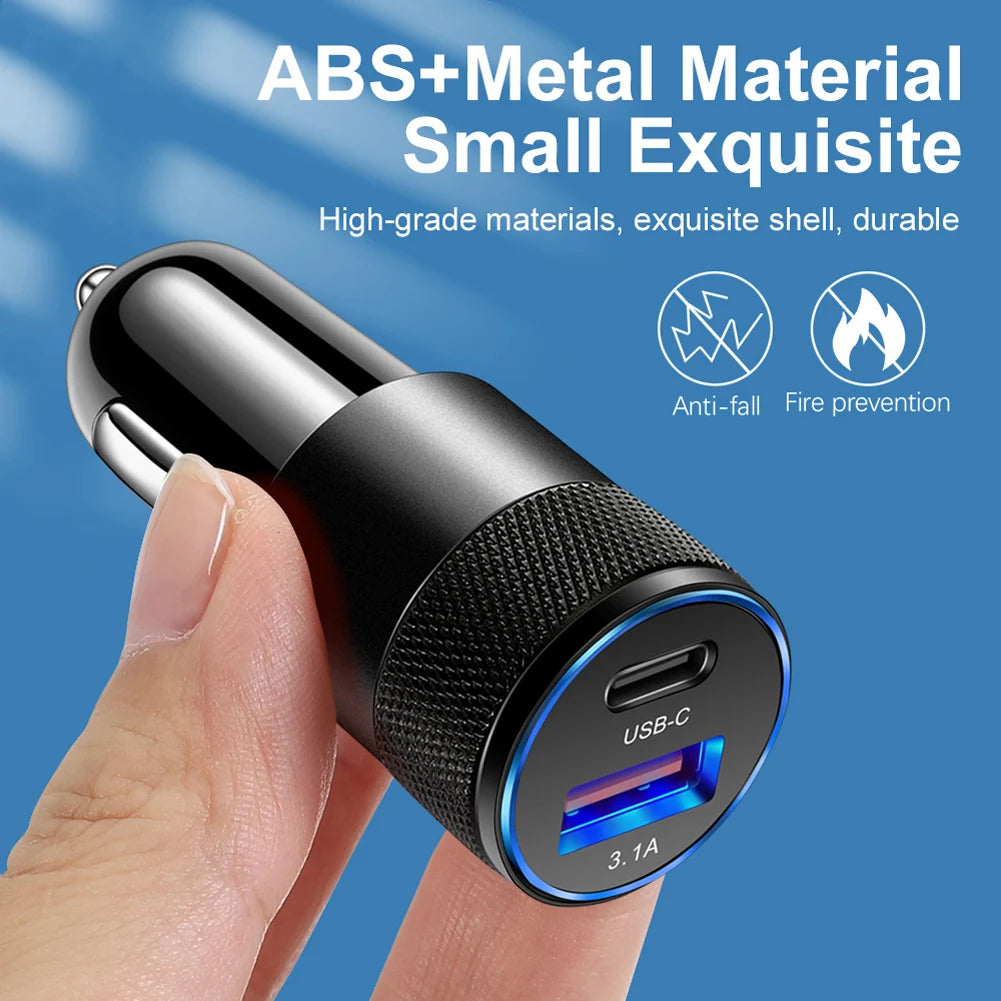 66W USB Car Charger 3.0 USB Type- C- Fast Charging Phone Adapter For Iphone Laptops Tablets Car Electronics Accessories