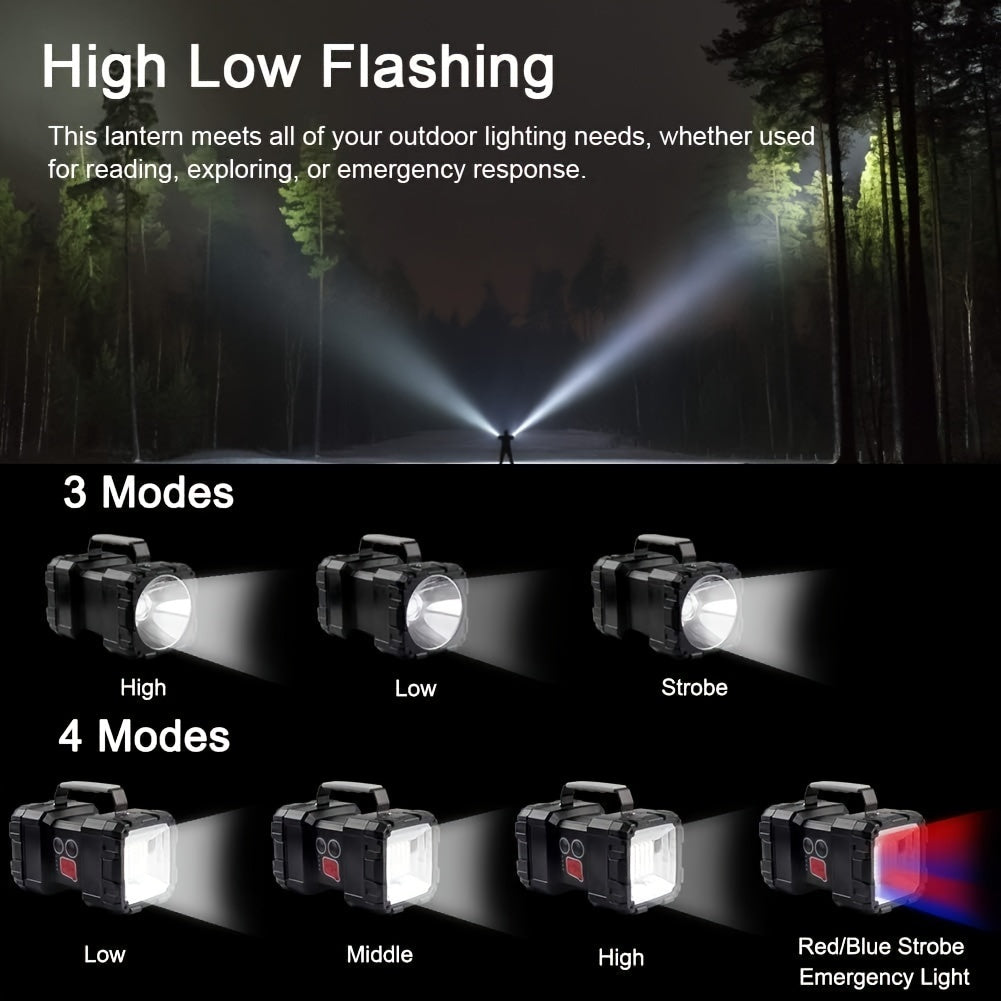 1PC USB Rechargeable Handheld Flashlight for Camping Mutilfunctional Portable Searchlight with P70 LED +55 SMD Lamp Beads, 7 Light Modes, USB Port Output