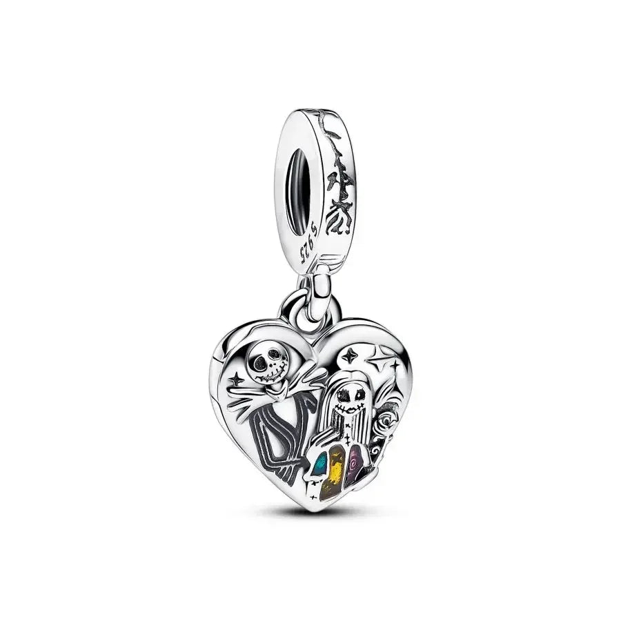 925 sterling silver jewelry MINISO Disney Halloween trio charm suitable for Pando original bracelet women pendant beads DIY gift