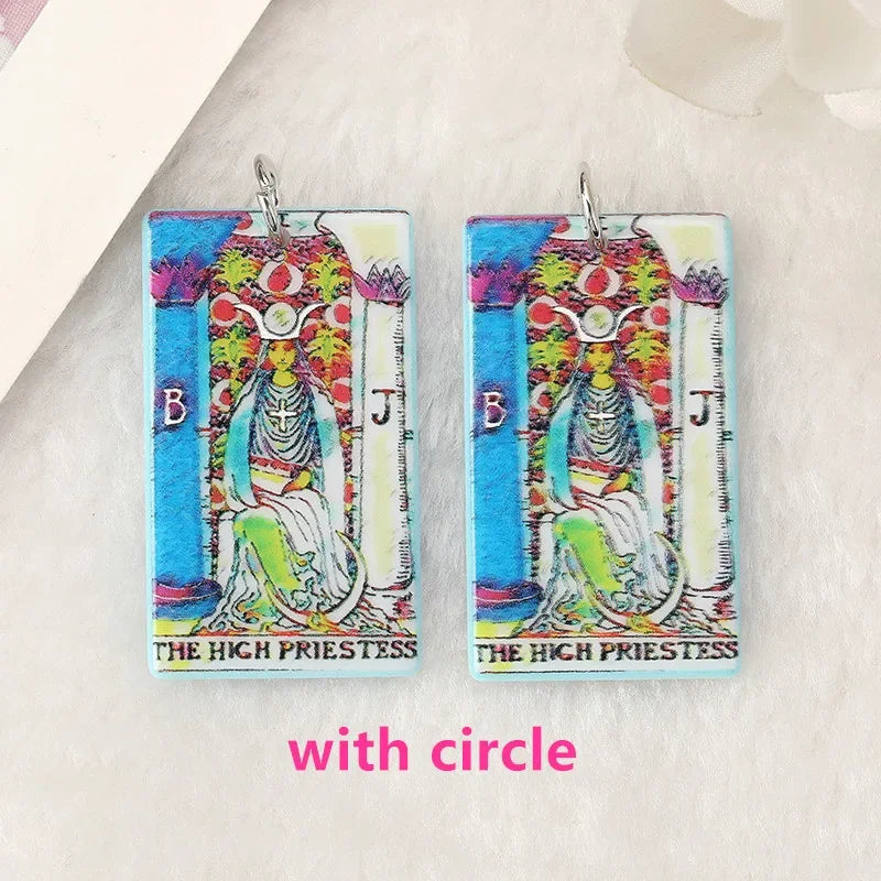 8Pcs /Lot Tarot Card Charms Creative Acrylic Sun Moon And Lovers Jewelry For Necklace Keychain Diy