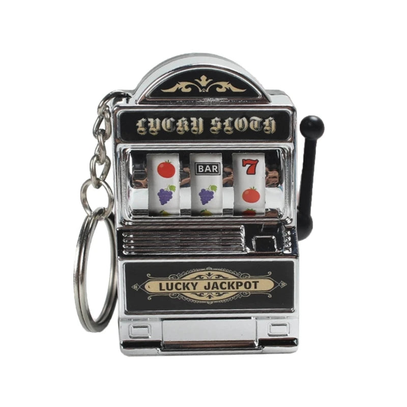 Fruit Slot Machine Keychain Lucky Charm Jackpot Keychains Mini Casino Pendant Bag Charm Novelty Gifts for Kids Adults