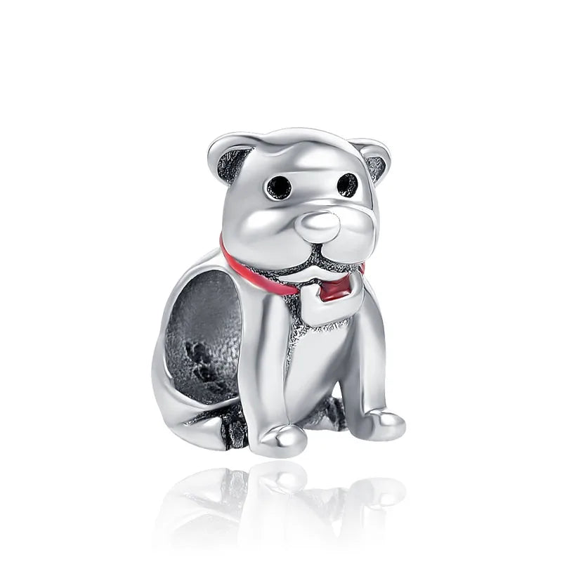 New 925 Sterling Silver Cute Pet Dog Husky Shiba inu dog Paw baby DIY Bead Fit Original Pendant Charm Bracelet Lady Jewelry Gift