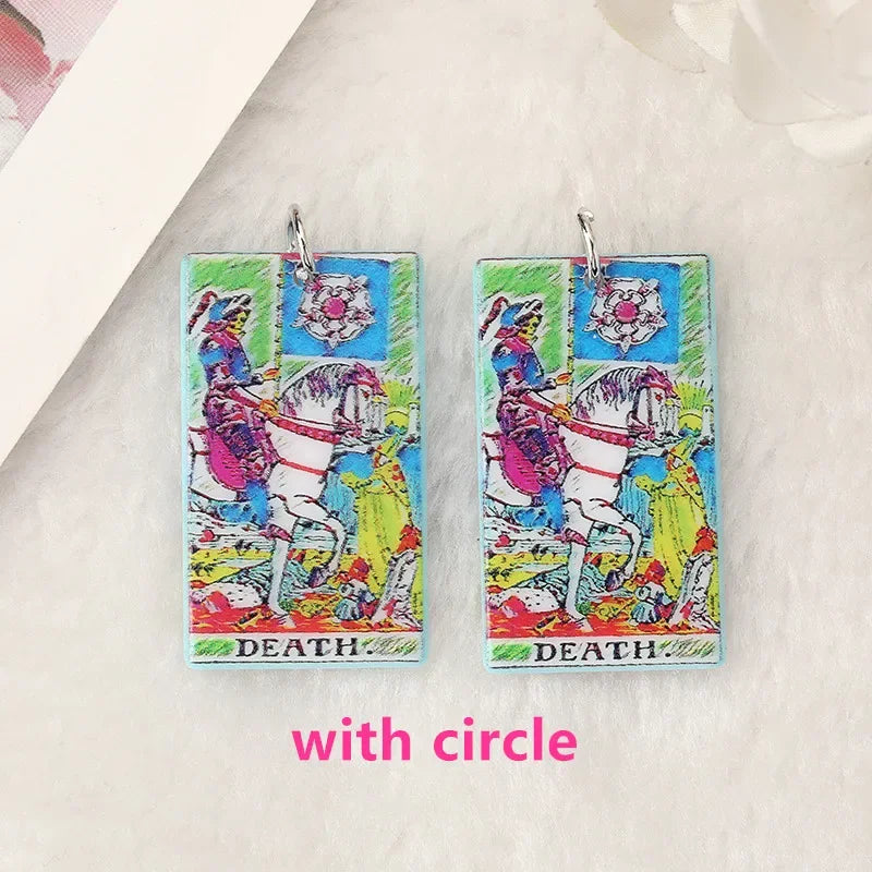 8Pcs /Lot Tarot Card Charms Creative Acrylic Sun Moon And Lovers Jewelry For Necklace Keychain Diy