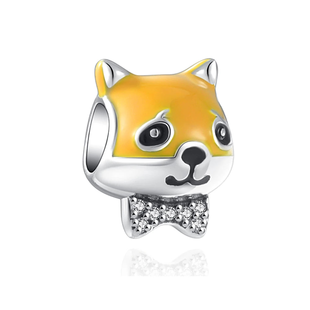 New 925 Sterling Silver Cute Pet Dog Husky Shiba inu dog Paw baby DIY Bead Fit Original Pendant Charm Bracelet Lady Jewelry Gift