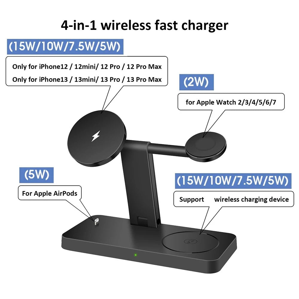 35W Magnetic Wireless Charger Stand Dock For iPhone 15 14 13 Pro Max Mini Apple iWatch 9 8 7 Airpods 3 PD Fast Charging Station