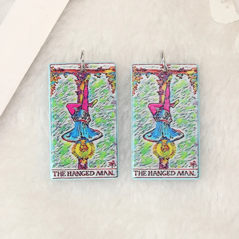 8Pcs /Lot Tarot Card Charms Creative Acrylic Sun Moon And Lovers Jewelry For Necklace Keychain Diy