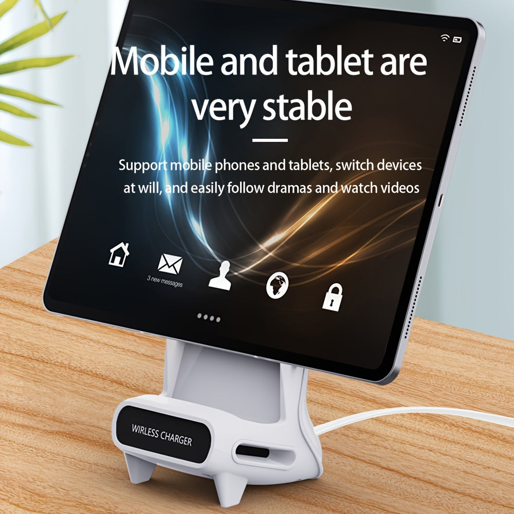 15W Rapid Charge Universal Wireless Phone Holder - Portable Mini Chair Design with High-Def Loud Speaker - Qi-Certified Desktop Stand for Enhanced Audio Convenience