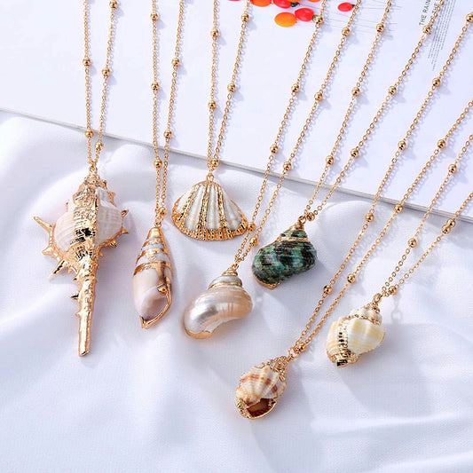 Women's Beach Shell Gold-plated Pendant Conch Necklace