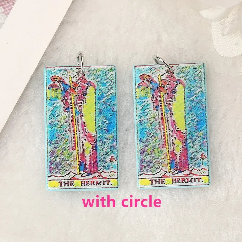 8Pcs /Lot Tarot Card Charms Creative Acrylic Sun Moon And Lovers Jewelry For Necklace Keychain Diy