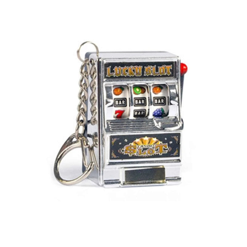 Fruit Slot Machine Keychain Lucky Charm Jackpot Keychains Mini Casino Pendant Bag Charm Novelty Gifts for Kids Adults