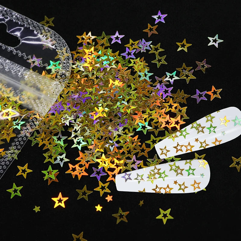 Ultra-thin Holographic Glitter Flakes For Epoxy Resin Mold Filling Hollow Star Sequins Craft DIY Accessories Nail Art Decoration