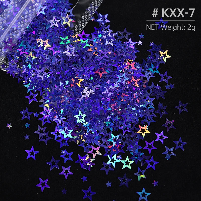 Ultra-thin Holographic Glitter Flakes For Epoxy Resin Mold Filling Hollow Star Sequins Craft DIY Accessories Nail Art Decoration