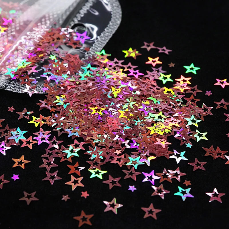 Ultra-thin Holographic Glitter Flakes For Epoxy Resin Mold Filling Hollow Star Sequins Craft DIY Accessories Nail Art Decoration