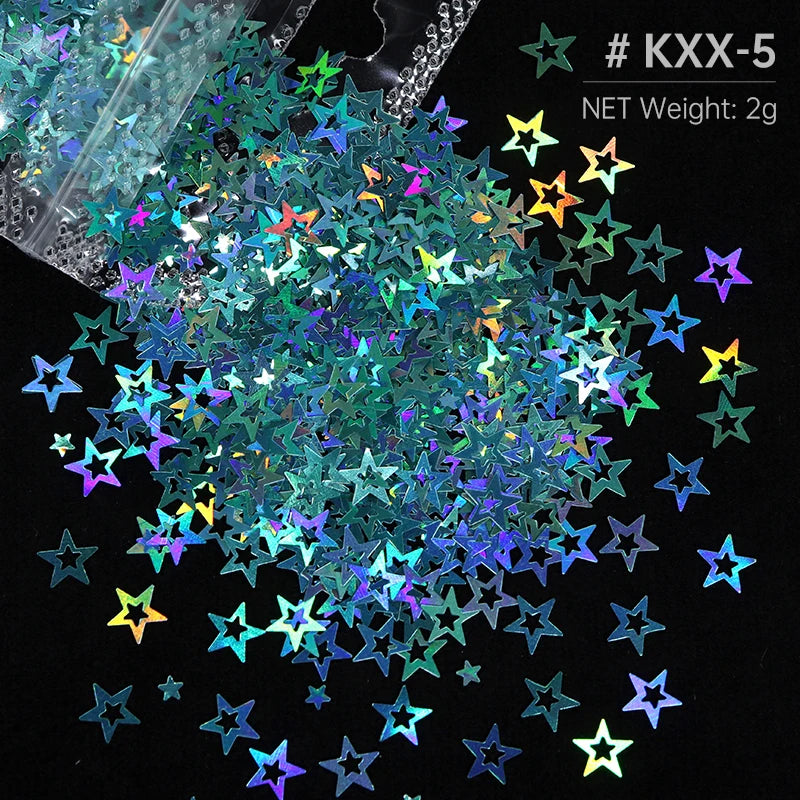 Ultra-thin Holographic Glitter Flakes For Epoxy Resin Mold Filling Hollow Star Sequins Craft DIY Accessories Nail Art Decoration