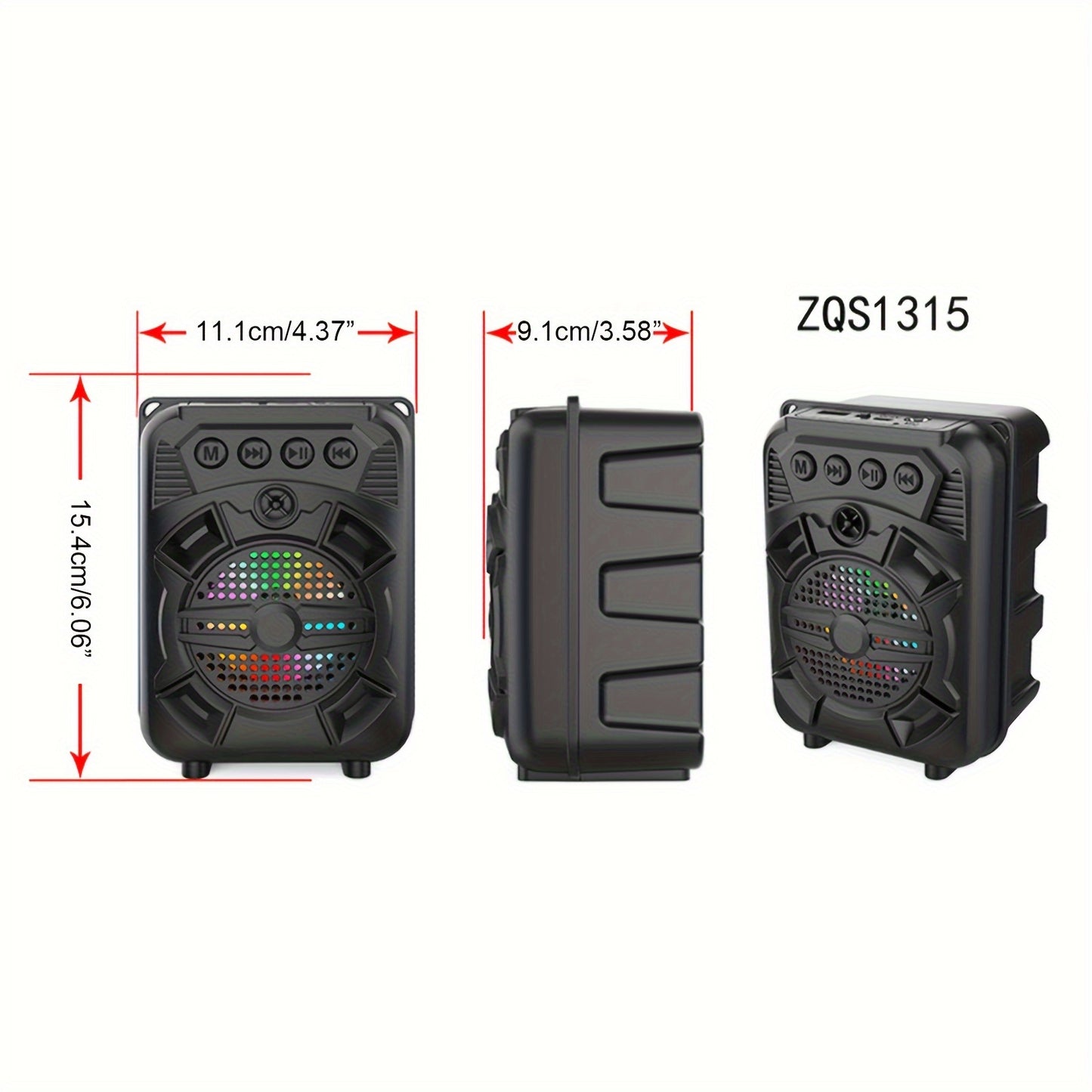 5W Wireless Portable Speaker - Compact Desktop Speaker with RGB Light, USB Charging, and TWS Pairing for Smartphones and Tablets - Outdoor-Ready Audio with Powerful Sound, Model ZQS1315