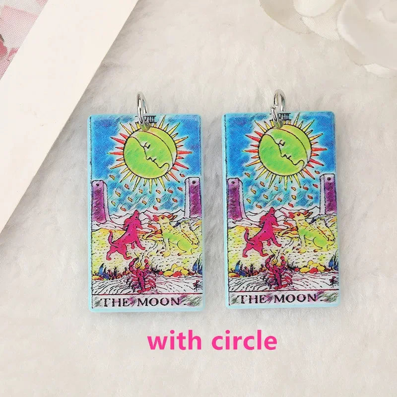 8Pcs /Lot Tarot Card Charms Creative Acrylic Sun Moon And Lovers Jewelry For Necklace Keychain Diy