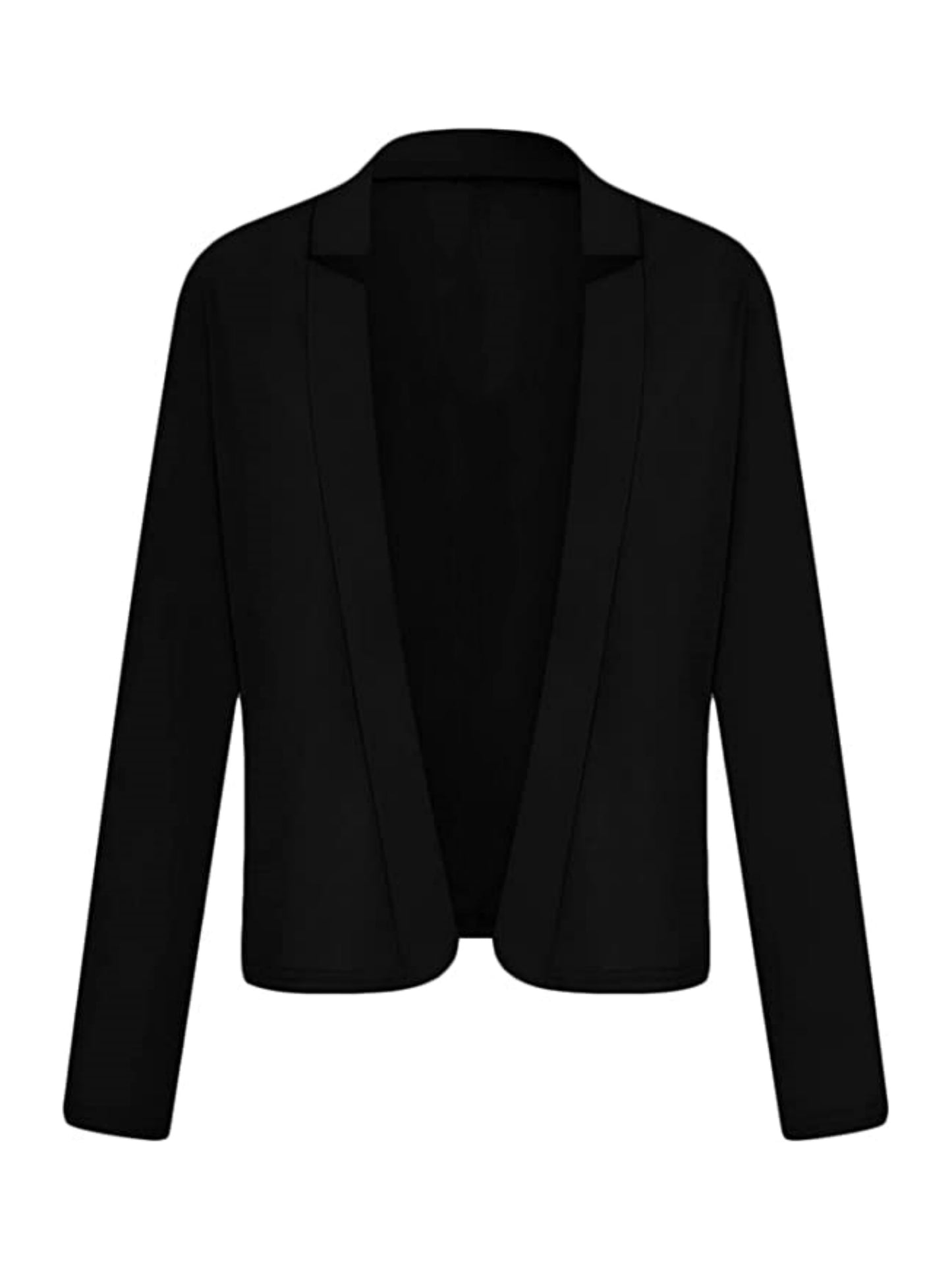 Women's All-Season Casual Blazer – Chic Open Front, Long Sleeve, Easy-Care Polyester with Contrast Collar