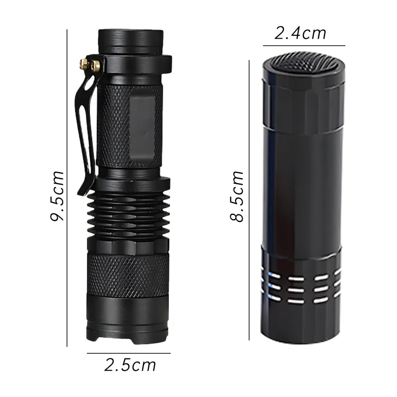 Portable LED UV Flashlight Ultra Violet Torch Zoomable 395/365nm Waterproof Inspection Lamp Pet Urine Stain Detector Lamp Tools