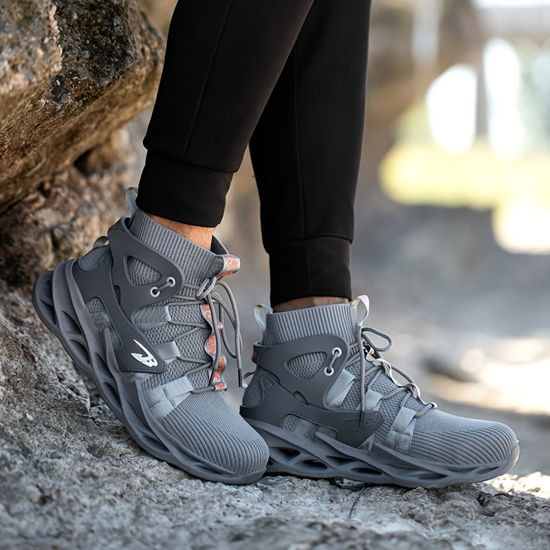 Mens Durable Steel Toe Safety Work Shoes - Advanced Puncture-Resistant & Anti-Slip - Lightweight Breathable Knit for Industrial & Construction Sneakers