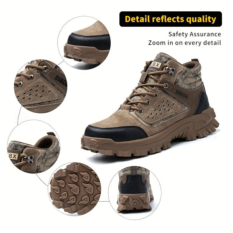 Steel Toe Work Shoes - Ultra-Protective, Piercing-Resistant, Puncture-Proof, and Anti-Skid with Advanced Breathability and Lightweight Design - Mens High-Top Safety Shoes for Heavy-Duty Work Environments