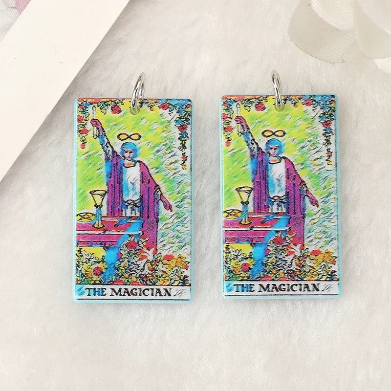 8Pcs /Lot Tarot Card Charms Creative Acrylic Sun Moon And Lovers Jewelry For Necklace Keychain Diy