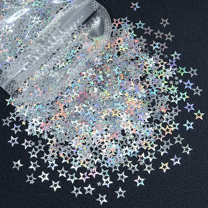 Ultra-thin Holographic Glitter Flakes For Epoxy Resin Mold Filling Hollow Star Sequins Craft DIY Accessories Nail Art Decoration
