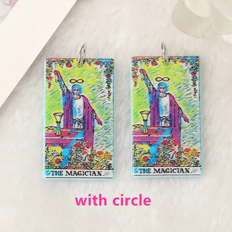 8Pcs /Lot Tarot Card Charms Creative Acrylic Sun Moon And Lovers Jewelry For Necklace Keychain Diy