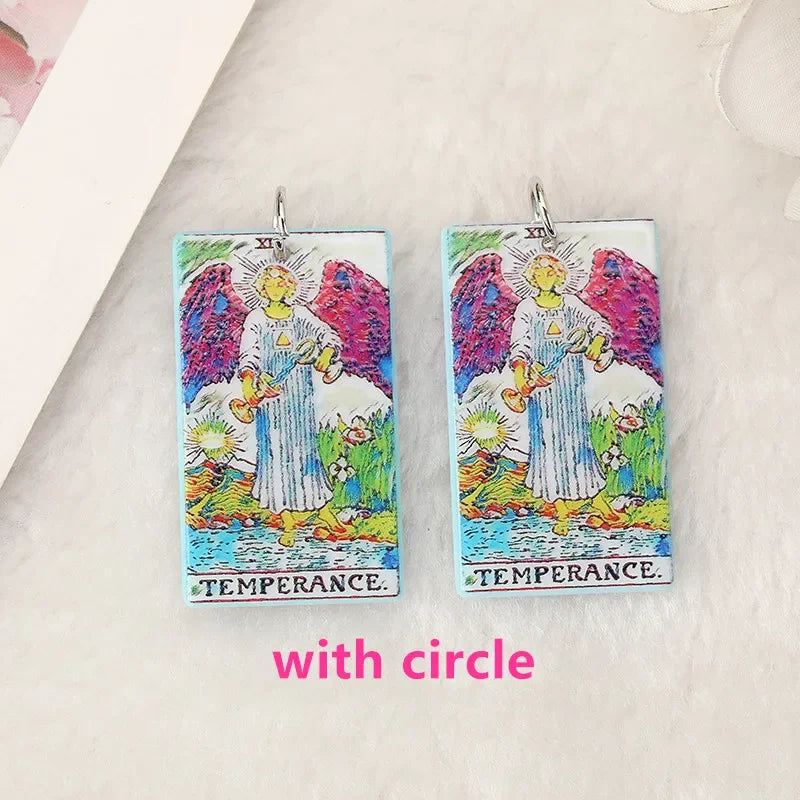 8Pcs /Lot Tarot Card Charms Creative Acrylic Sun Moon And Lovers Jewelry For Necklace Keychain Diy