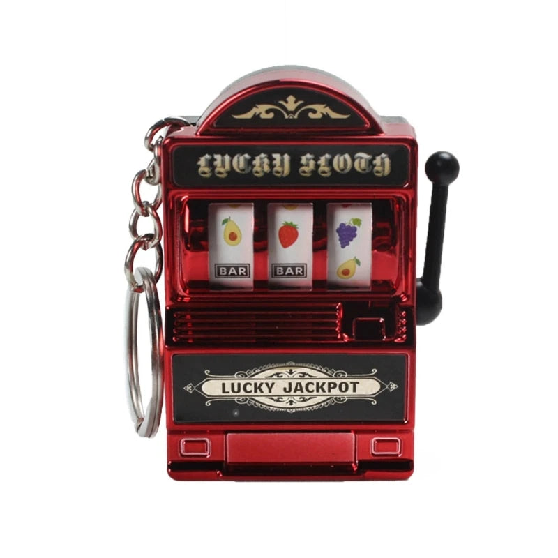 Fruit Slot Machine Keychain Lucky Charm Jackpot Keychains Mini Casino Pendant Bag Charm Novelty Gifts for Kids Adults