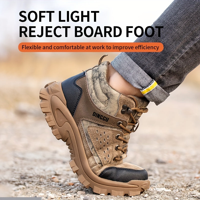 Steel Toe Work Shoes - Ultra-Protective, Piercing-Resistant, Puncture-Proof, and Anti-Skid with Advanced Breathability and Lightweight Design - Mens High-Top Safety Shoes for Heavy-Duty Work Environments