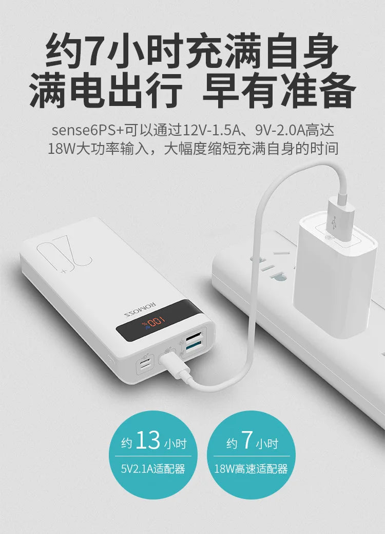 20000mAh Charger USB QC3.0PD 18W Lithium Ion Lithium Polymer LCD Bidirectional Quick Rechargeable Battery Mobile Power