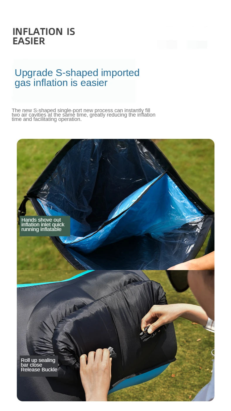 Lazy Sofa Camping Mat Double Layer Thicken Portable Lazy Inflatable Air Cushion Inflatable Sofa Bed Beach Air Bed Mat Has Pillow