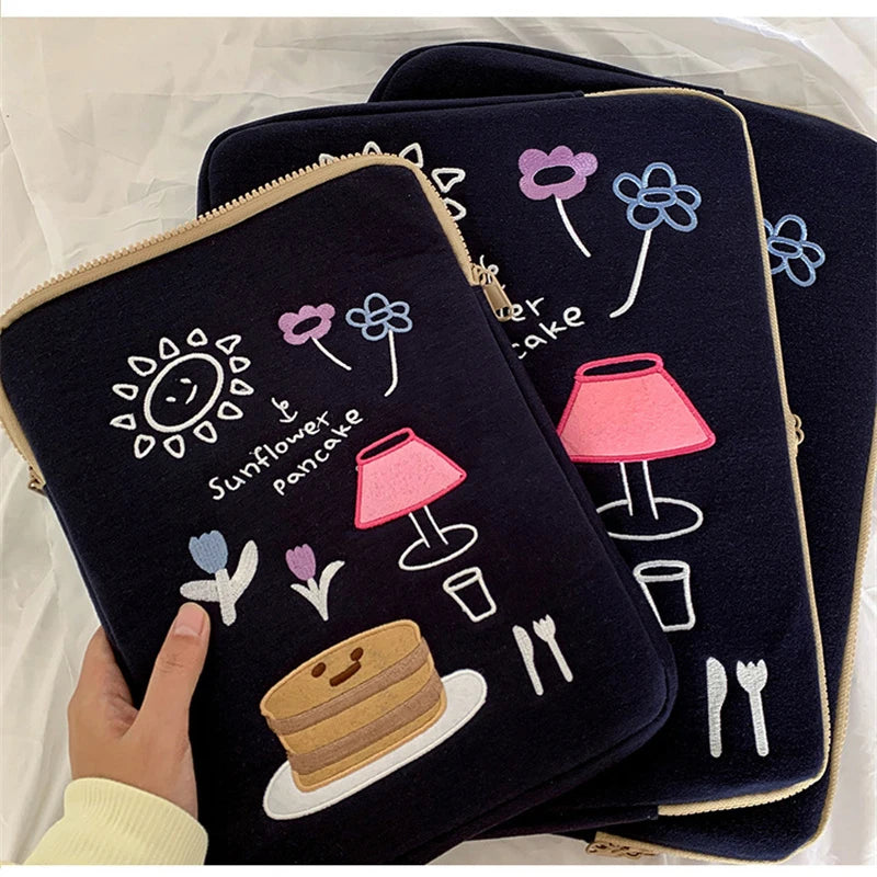 Women Cute Laptop Sleeve Case Table Protective Pouch Bag 11 12 13.6 14 15.6 Inch Cartoon Laptop Zipper Bags for Ipad Macbook HP
