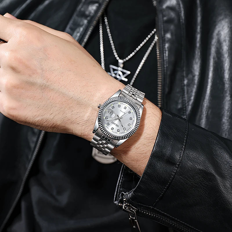 New 2021 Fashion Stainless Steel Men Quartz Wristwatch Luxury Design High Quality Watch Dropshipping Relogio Masculino Montre
