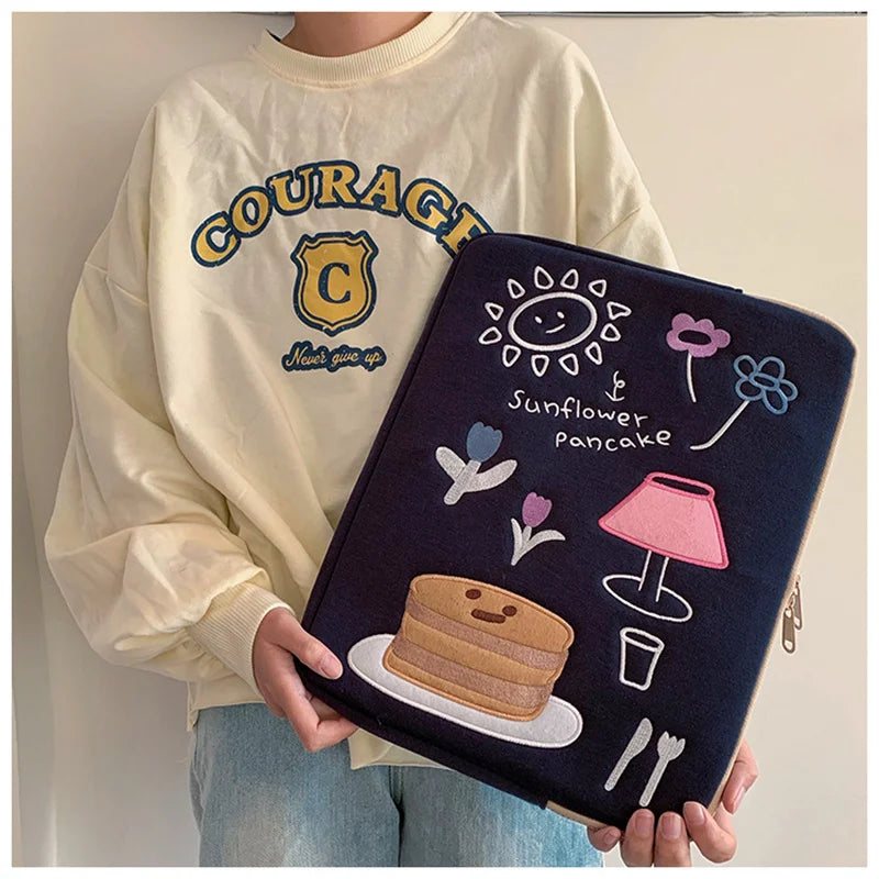 Women Cute Laptop Sleeve Case Table Protective Pouch Bag 11 12 13.6 14 15.6 Inch Cartoon Laptop Zipper Bags for Ipad Macbook HP